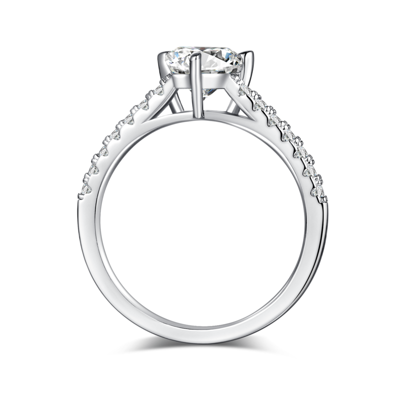 微镶三角形S925银镀白金MoissaniteWomen's Ring1.0ctD级